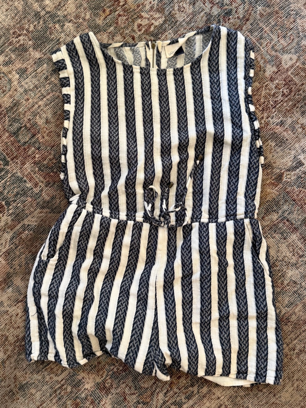 Striped Navy & White Sleeveless Romper